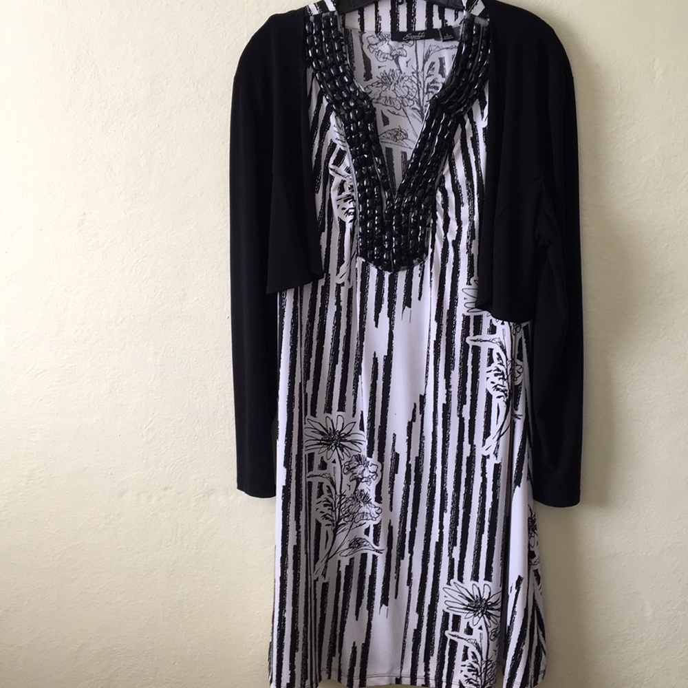Sleeveless dress with removable long sleeve top